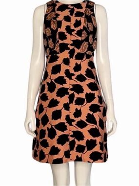 Ann Taylor Peach and Black Floral Shift Dress size 14 NWT